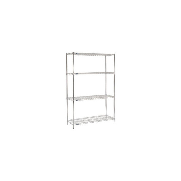 Nexel 4 Shelf Chrome ESD Wire Shelving Unit Starter 48""W x 12""D x 96""H