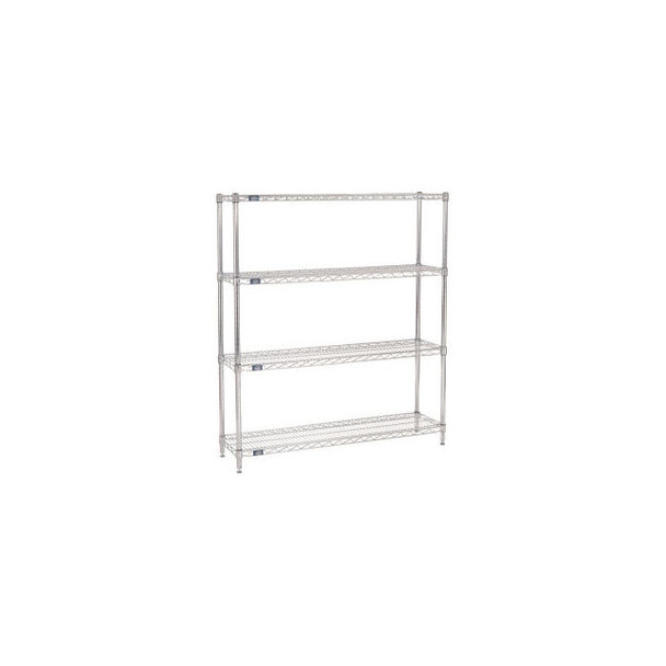 Nexel 4 Shelf Chrome Wire Shelving Unit Starter 48""W x 12""D x 54""H