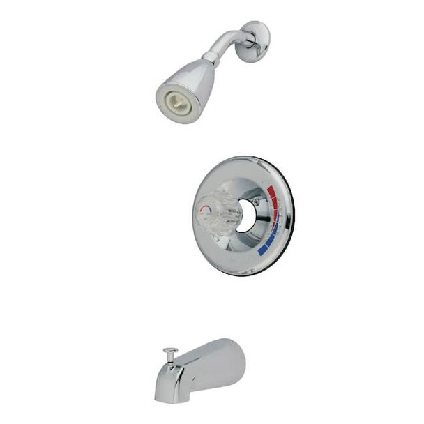 Kingston Brass Tub and Shower Faucet, Polished Chrome, Wall Mount KB681T