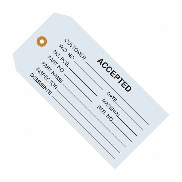 Inspection Tag,4 3/4x2 3/8",PK1000, 13 Point Cardstock, 4 3/4" W, Blue, 1000 PK