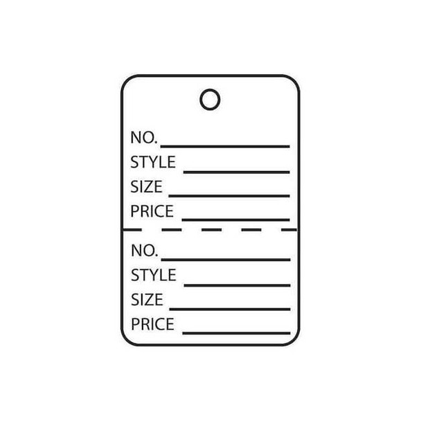 Garment Tag Perfed,1 3/4x2 7/8",PK1000, 10 Point Paper, 1 3/4" W, White, 1000 PK