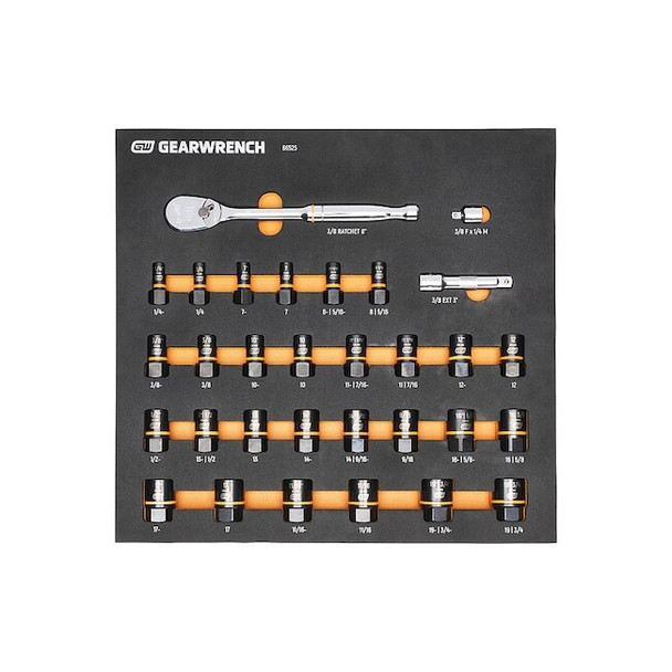31 Piece 3/8" Drive 90T Ratchet and Bolt Biter Socket Set with Foam Storage Tray
