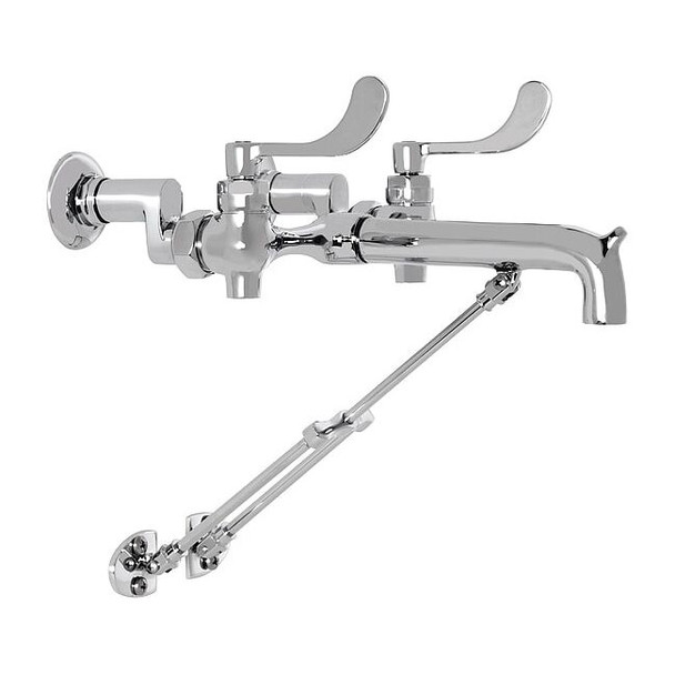 Wristblade Handle Straight Service Sink Faucet, 6" to 10" Mount, Chrome 2 Hole