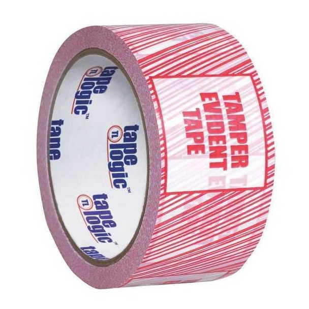 Security Tape, "Tamper Evident", 2.5 Mil, 3" x 110 yds, Red/White, PK6