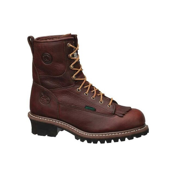 Men's Waterproof Work Boot, 8 1/2 M, Steel Toe, 8 in H, Chocolate, G7313