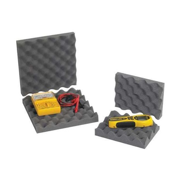 Convoluted Foam Sets,24x24x2",PK6, Polyurethane Foam, Charcoal, 6 PK