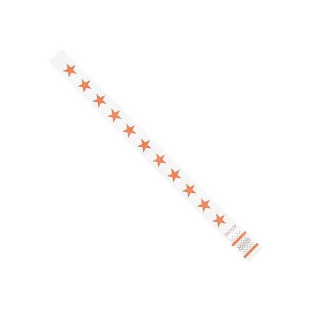 Tyvek Tyvek Wristbands, 3/4" x 10", Orange Stars, PK500 WR104OR