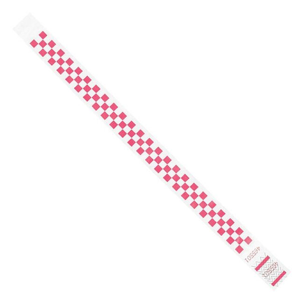 Tyvek Wristbands, 3/4" x 10", Pink Checkerboard, PK500 WR103PK
