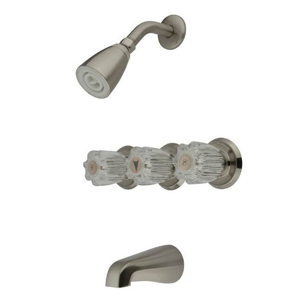 Tub and Shower Faucet, Standard, 5, Wall Mount, Brushed Nickel
