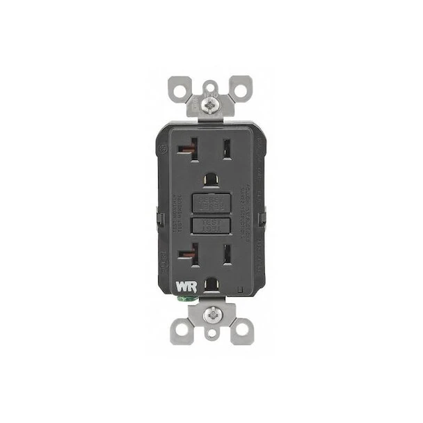 Leviton GFIRcptcl,20A,125VAC,Blk,Polycarbonate GFWR2-E