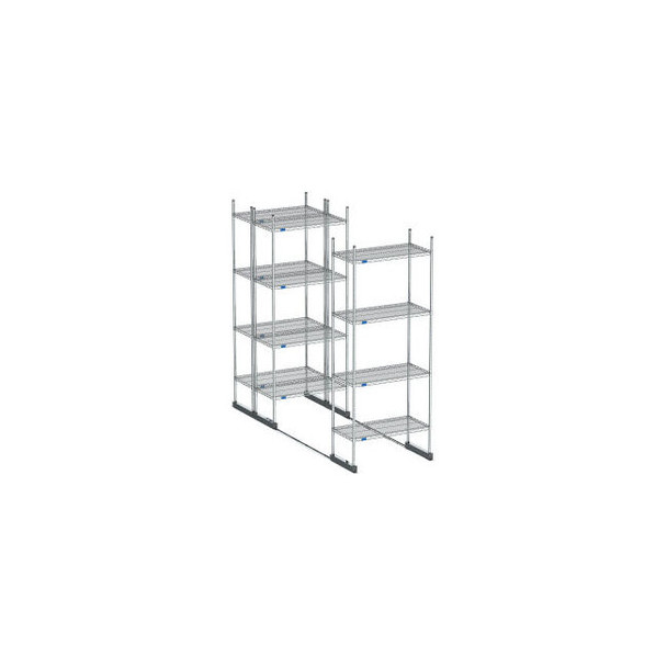 Nexel High Density Floor Track Shelving 3 Unit Stainless Steel 72""W x 24""D x 7