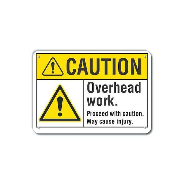 Caution Sign, 10 in Height, 14 in Width, Plastic, Horizontal Rectangle, English