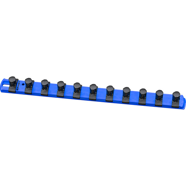 13” Magnetic Socket Organizer with 11 Twist Lock Clips - Blue - 1/2” 8419M