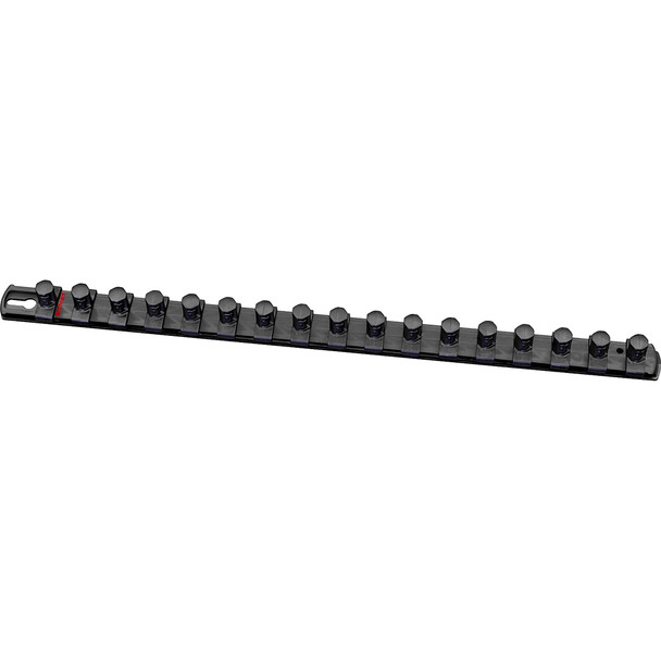 18” Socket Organizer with 17 Twist Lock Clips - Black - 1/2” 8422