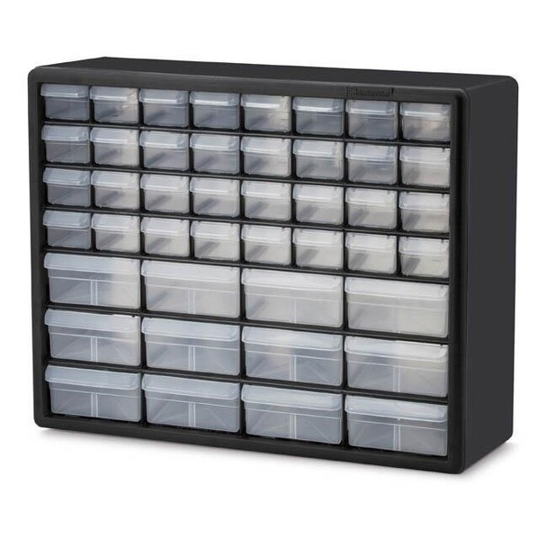 Akro-Mils® Plastic Storage Cabinet, 44 Drawer (12 Large/32 Small), Black, 1/Each
