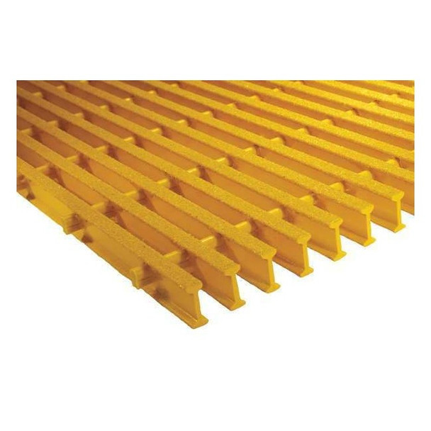 Fiberglass Pultruded Grating, 96 in Span, Grit-Top Surface, ISOFR Resin, Yellow