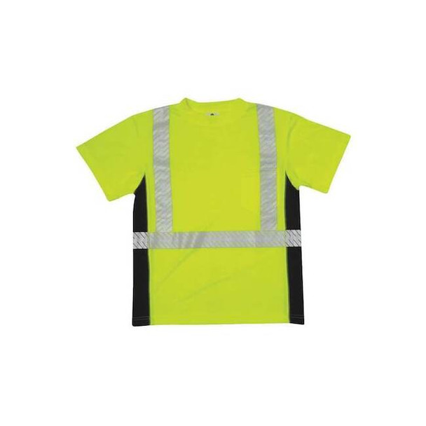 Unisex Short Sleeve Hi-Vis Black Sided T-Shirt, Polyester, Green, 5XL