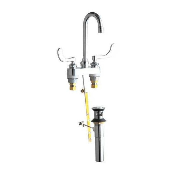 Manual Gooseneck Kitchen/Bathroom Faucet, 4" Mount, Polished Chrome 3 Hole