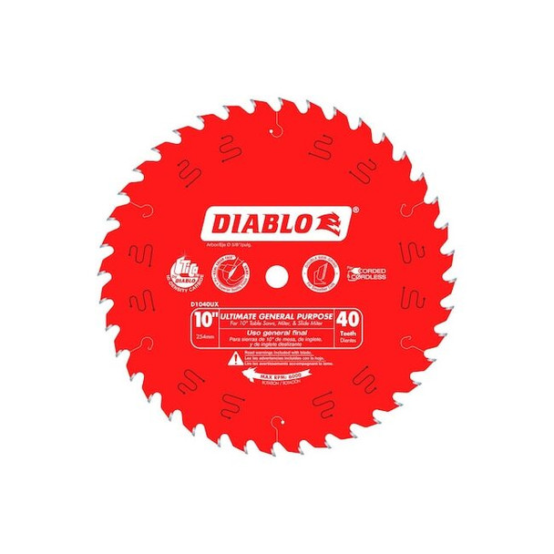 Diablo Circular Saw Blade, Carbide, Dia 10 in D1040UX
