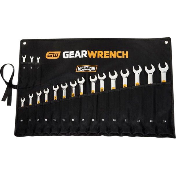 18 Piece 12 Point Metric Hi-Viz Long Pattern Combination Wrench Set 81920H