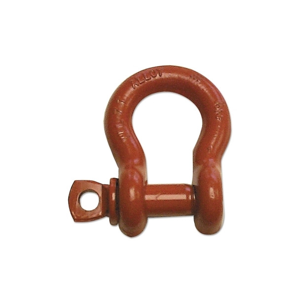 Screw Pin Anchor Shackles, 3/8 in Bail Size, 2 Tons, Orange Paint