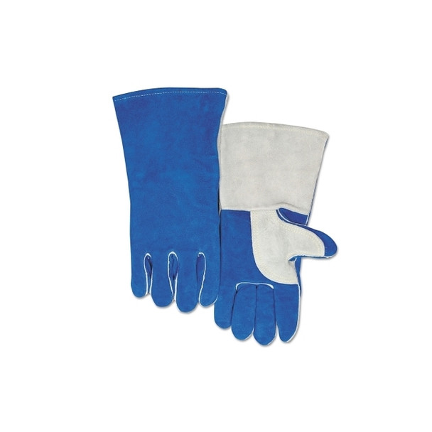 Quality Welding Gloves, Split Cowhide, Large, Blue