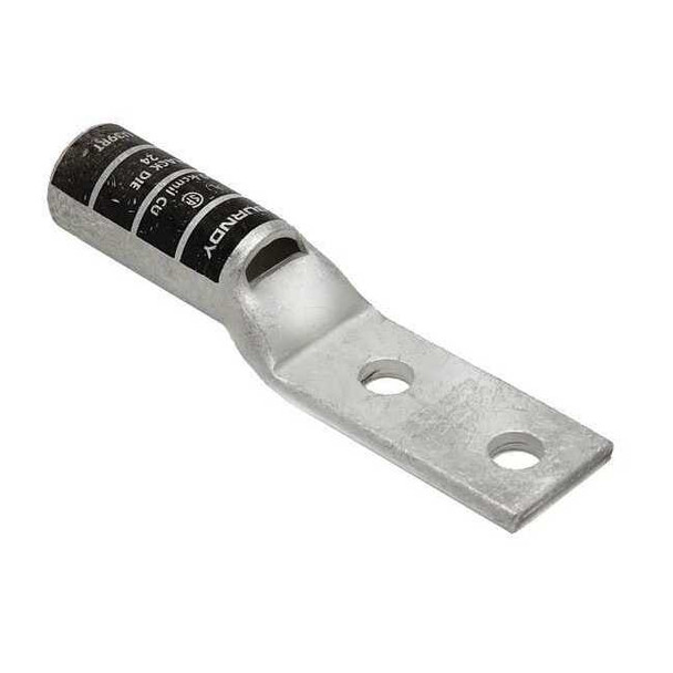 Two-Hole Compression Lug, 750 kcmil Max, 1/2 in Stud, Long Barrel, Copper, Black