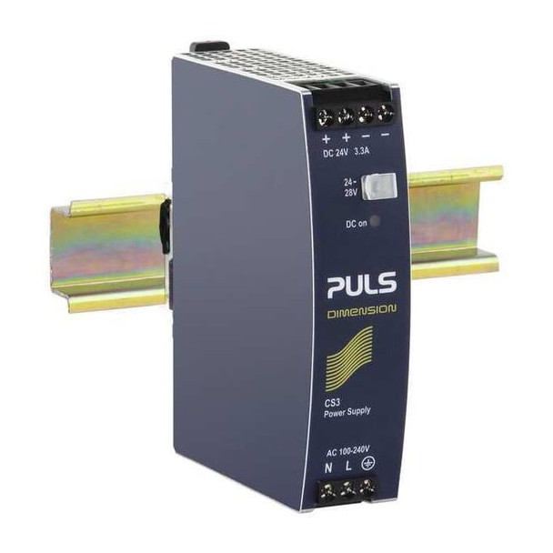 Puls DC Power Supply, 100/240V AC, 24/28V DC, 80 W, 2.7 A, DIN Rail CS3.241