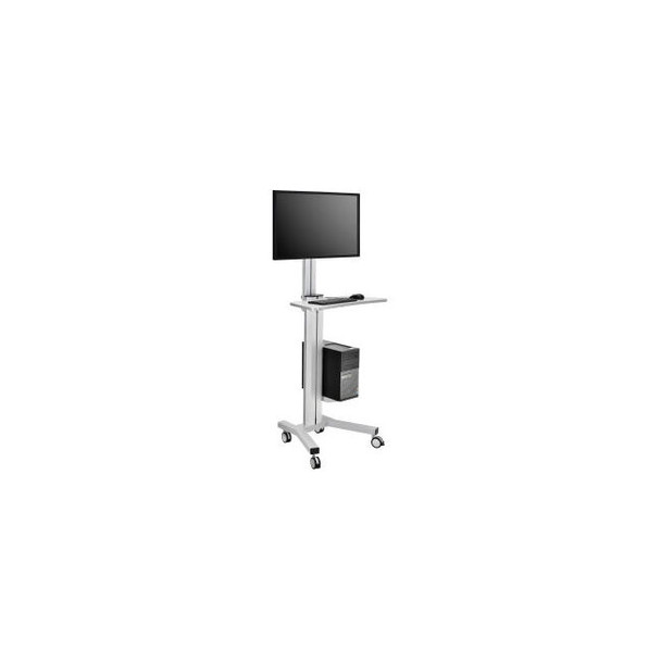 Global Industrial Mobile Height Adjustable Desktop Computer Workstation with 4-O