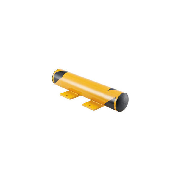 Global Industrial Floor Stop Bollard w/Removable Caps 4-1/2"" Dia. x 24""L Yello
