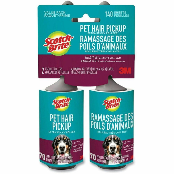 Scotch-Brite Pet Hair Pickup Lint Roller - Sheets/Roller - 2 / Pack