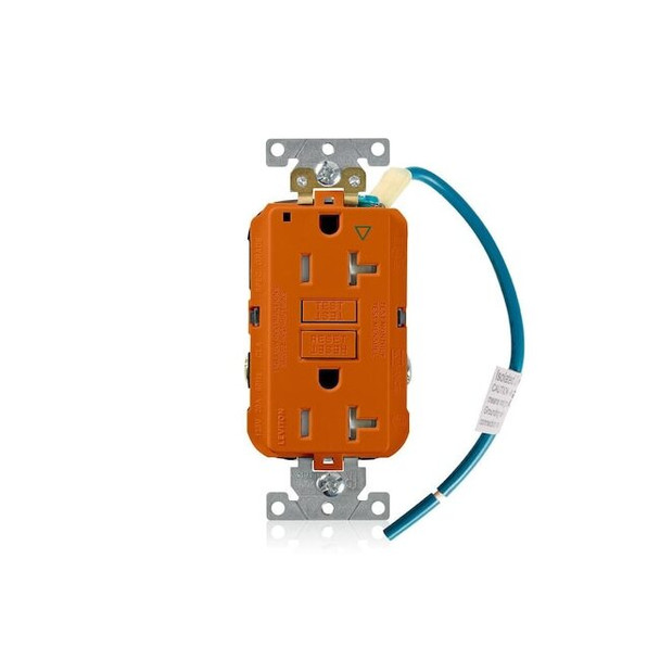Leviton GFCIDplxRcptclOutlt,20A,125VAC,Org GFTR2-IGO