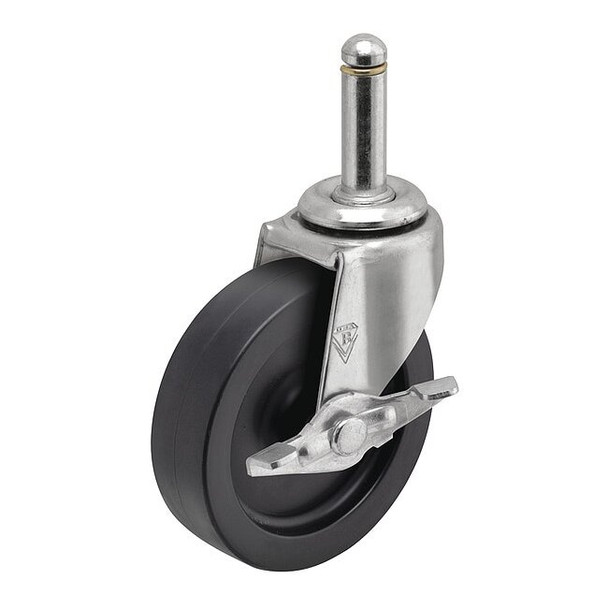 2" X 13/16" Non-Marking Polyolefin Swivel Caster, Side Brake, Loads Up To 90 lb