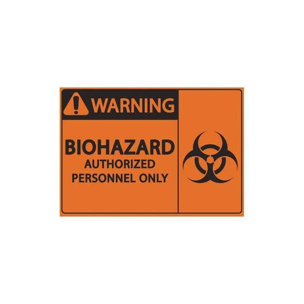Biohazard Sign, 7 in Height, 10 in Width, Plastic, Vertical Rectangle, English