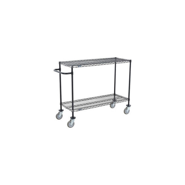 Nexel 2 Shelf Push Cart Black Epoxy 30""L x 14""W x 40""H Poly Casters 4 Swivel