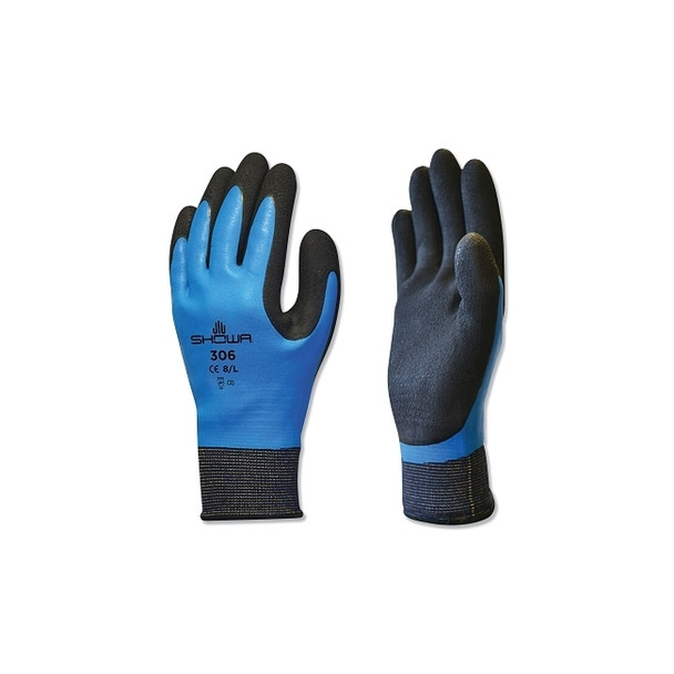 Coated Gloves, XL, 10 in L, Blue/Black, PR
