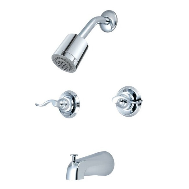 Kingston Brass Tub and Shower Faucet, Polished Chrome, Wall Mount KB8241NFL