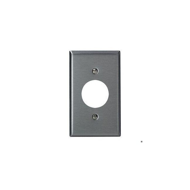 Receptacle Wall Plate, Number of Gangs: 1 Stainless Steel, Silver