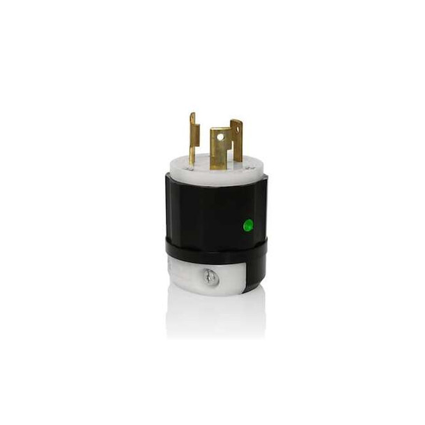 Locking Plug, L6-30P, 30 A, 250V AC, 2 Pole, Screw Terminals, Black, White
