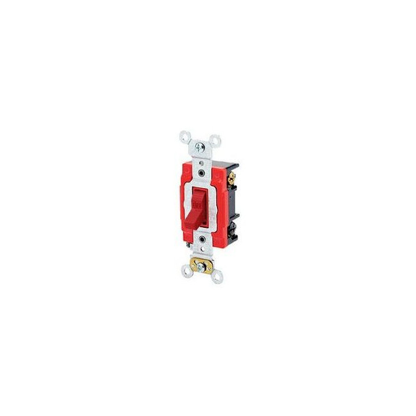 Leviton Wall Switch, 2 hp, Toggle, 20 A, Red 1223-2R