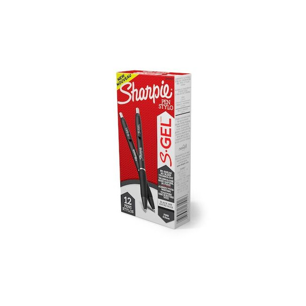 Sharpie S-Gel Pen,Fine 0.5mm,Black,PK12 2096145
