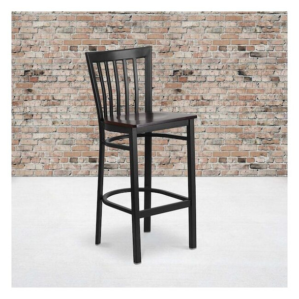 Flash Furniture Black School Stool-Wal Seat,PK2 2-XU-DG6R8BSCH-BAR-WALW-GG