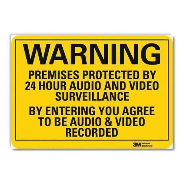 Lyle Warning Sign, Security, Black/Yellow, 10inW U6-1200-RD_10X7