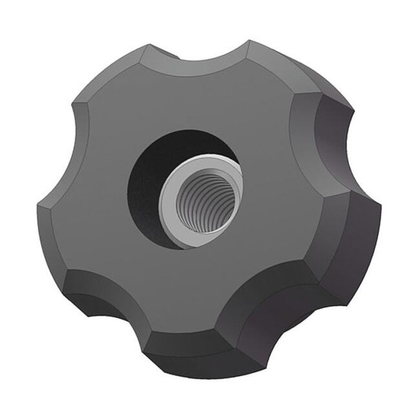 Fluted Knob, 3/8-16 Thread Size, 0.875"L, Thru Tap, Steel