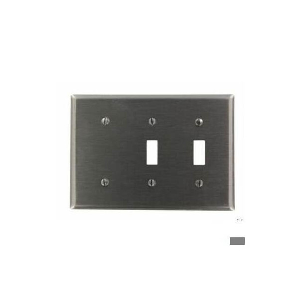 Leviton Blank Wall Plate, Number of Gangs: 3 Stainless Steel, Silver S214-N