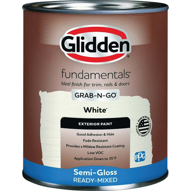 Glidden Fundamentals Exterior Grab-N-Go White Semi Gloss Quart GLFEXT30WH/04