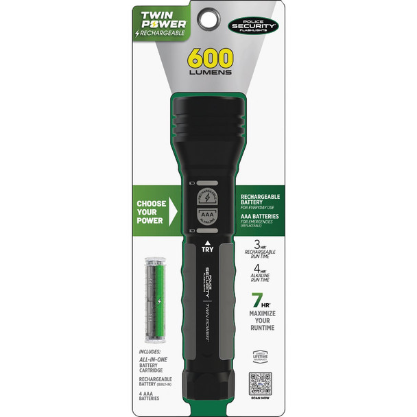 Police Security Twin Power 600 Lm. LED Flashlight 97948