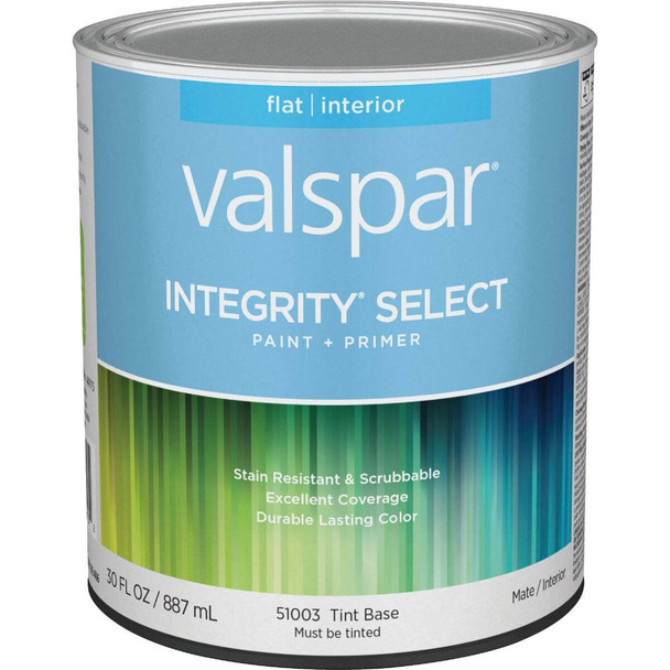 Valspar Integrity Select Paint & Primer Flat Interior Paint, Tint Base, 1 Qt.