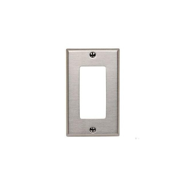 Receptacle Wall Plate, Number of Gangs: 1 Stainless Steel, Silver