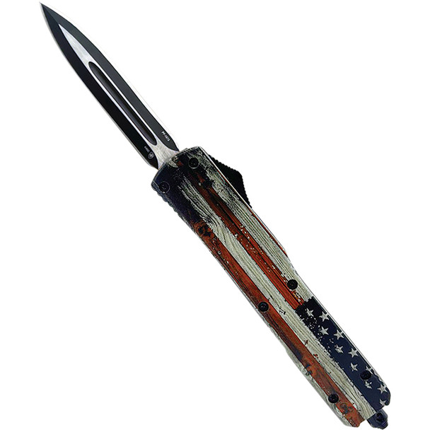GenII Slim Premium Alloy Wood US Flag Dagger 440C Black M-WUS-13-1